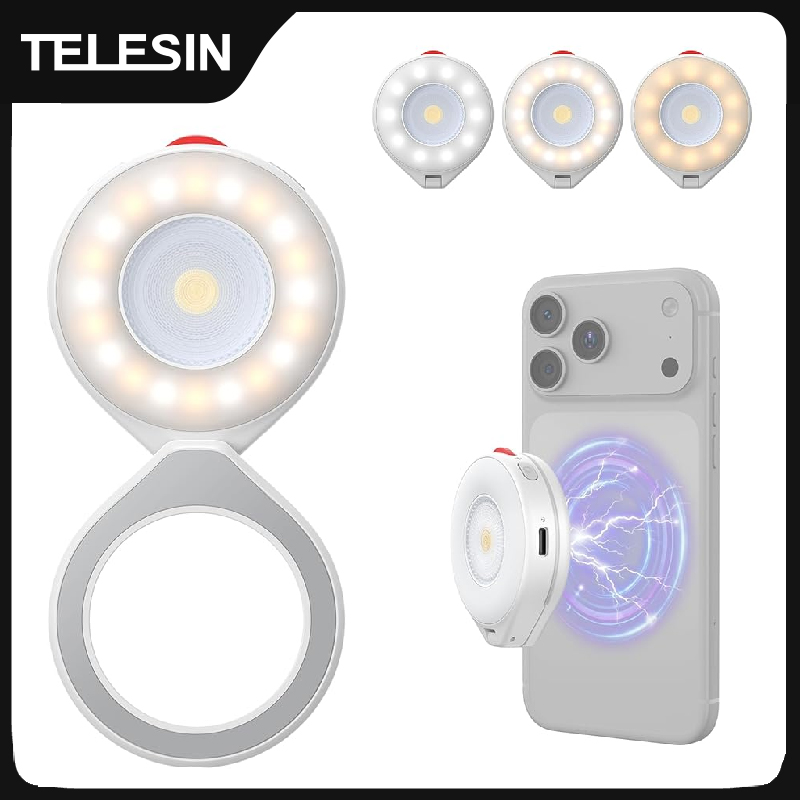 Photography Lighting Brands - TELESIN Magnetisches Blitzlicht Smartphone-Fotografie Mini-Selfie-Licht Einstellbare