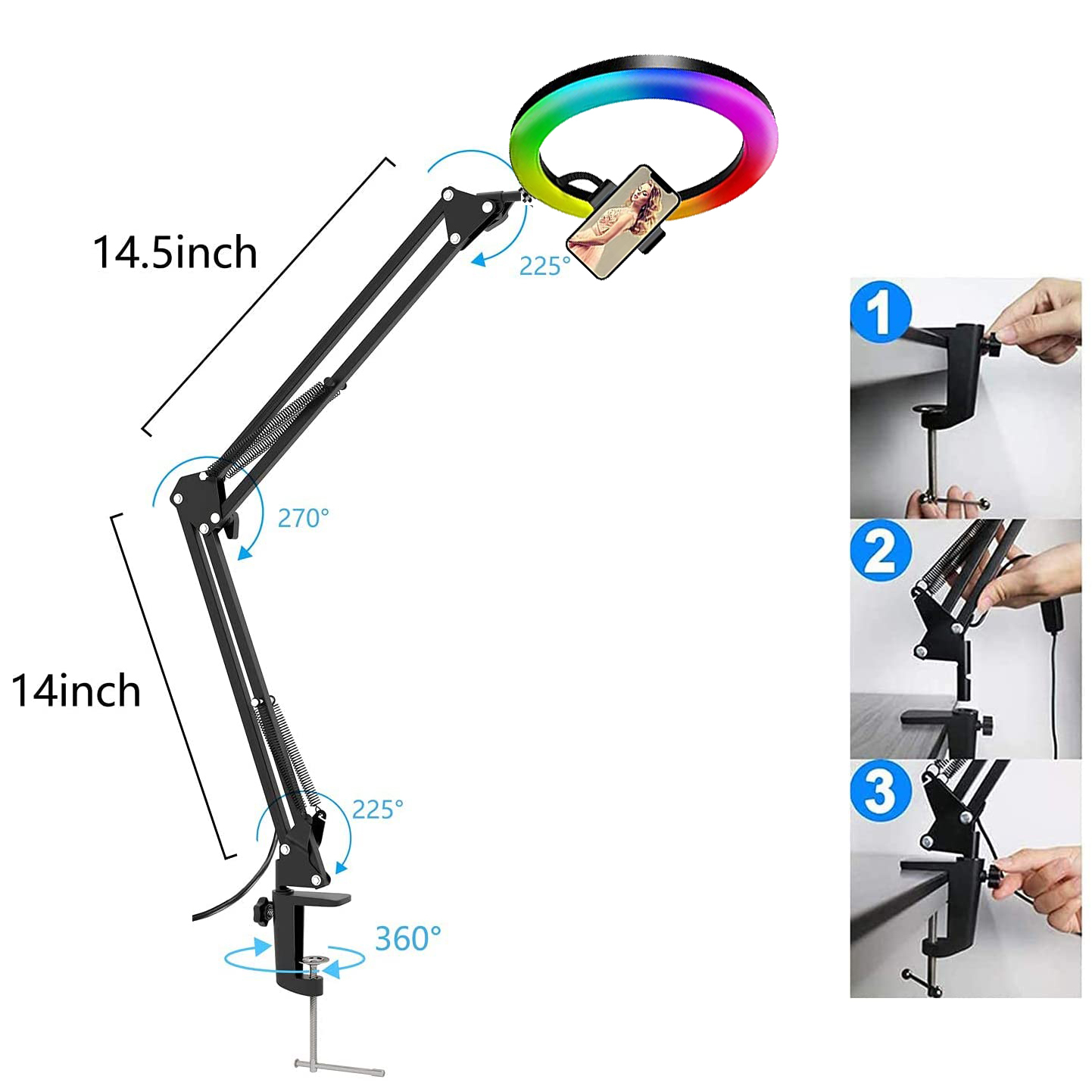 RGB Selfie-Ringlicht 26cm LED- – Photography Mobile Lighting Bewertung und Preis